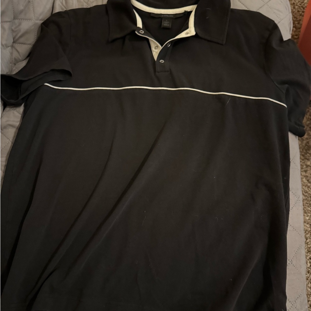 Express Polo Shirt in Black with White Accents